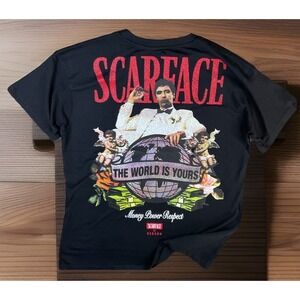 Scarface x Reason T-Shirt Money Power Respect Graphic Tee The World Is Yours XL